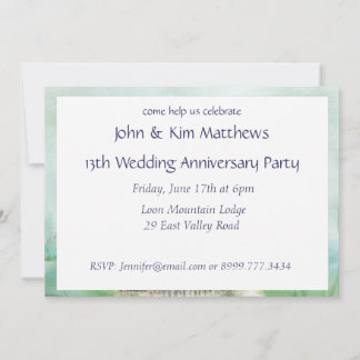 Party zum Jubiläum des Watercolor Loon Bird Einlad Einladung