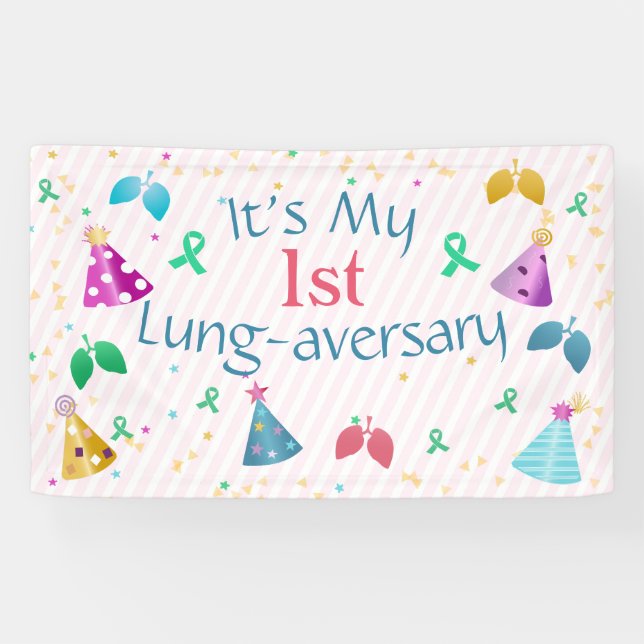 Party zum Lungenerlebnis Rosa Streifen Banner (Horizontal)
