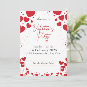 Party zum Niedlichen Valentinstag in Rot und Weiß Einladung