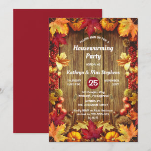 Party zur Aufwärmung - Rustikale Woodsy-Herbstlaub Einladung