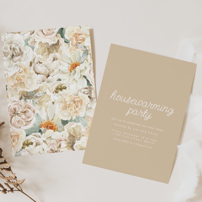 Party zur Aufwärmung von Boho Floral Wallpaper lad Einladung (Von Creator hochgeladen)