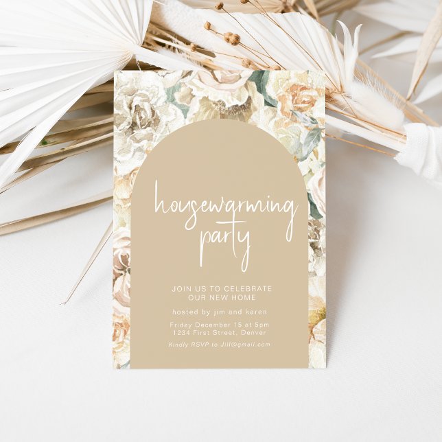 Party zur Aufwärmung von Boho Floral Wallpaper lad Einladung (Von Creator hochgeladen)
