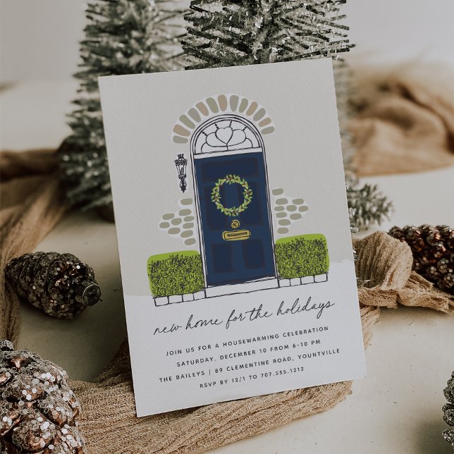 Party zur Aufwärmung von Navy Door Holiday Housewa Einladung (Von Creator hochgeladen)