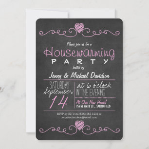 Party zur Aufwärmung von Pink und White Chalkboard Einladung