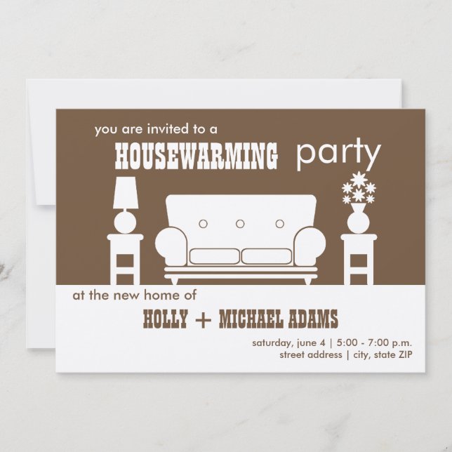 Party zur Wohnungsaufbereitung - Weiß Wohnzimmer Einladung (Vorderseite)