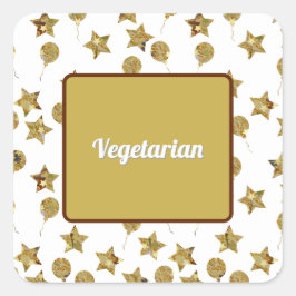 Partybekleidung Ballons & Sterne Vegetarisches Ess Quadratischer Aufkleber