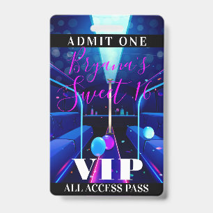 Partybus Schwarzlicht Tanz Sweet 16 VIP-Pass Ausweis