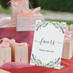 Partygastgeschenk Lavendel Flieder floral Eukalypt Sockelschild