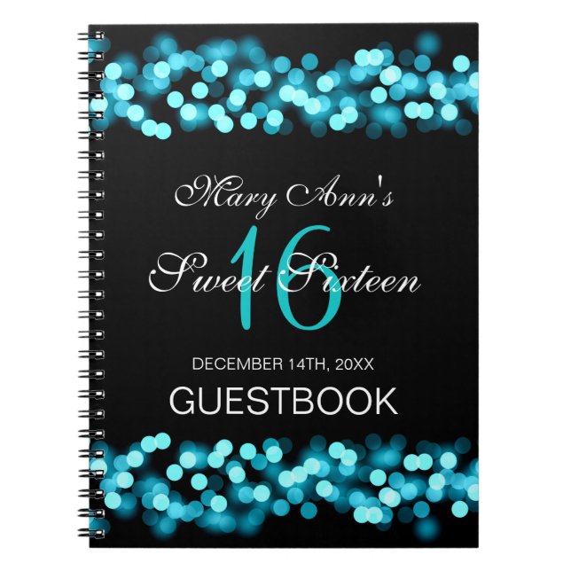 PartyGuestbookhollywood-Zauber-Türkis des Notizblock (Vorderseite)