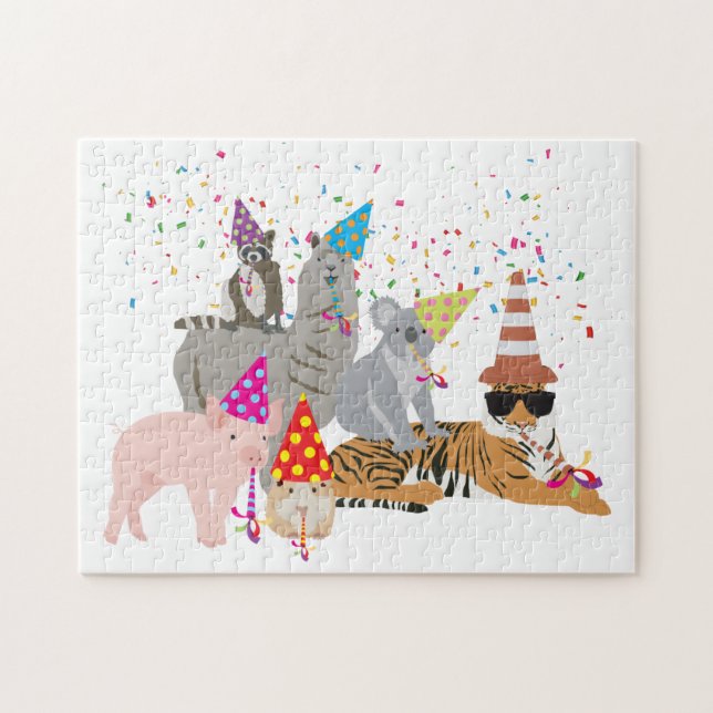 Partying von Tieren - Niedliche Tiere mit Party (Horizontal)