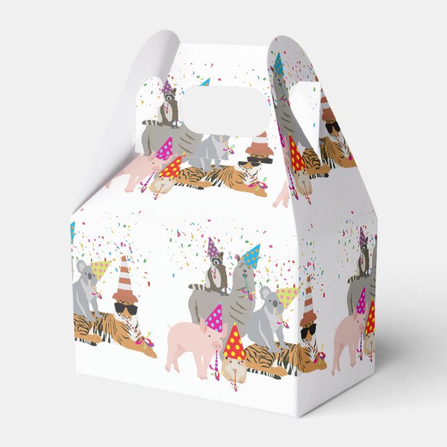 Partying von Tieren - Niedliche Tiere mit Party Geschenkschachtel (Vorderseite)