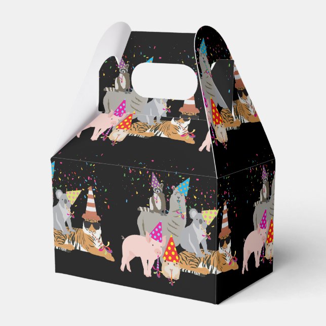 Partying von Tieren - Niedliche Tiere mit Party Geschenkschachtel (Vorderseite)