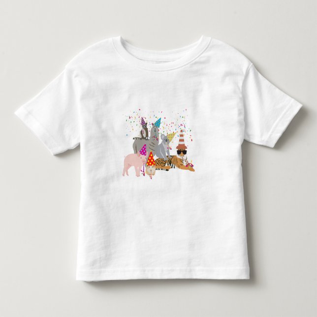 Partying von Tieren - Niedliche Tiere mit Party Kleinkind T-shirt (Vorderseite)