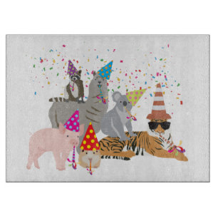 Partying von Tieren - Niedliche Tiere mit Party Schneidebrett
