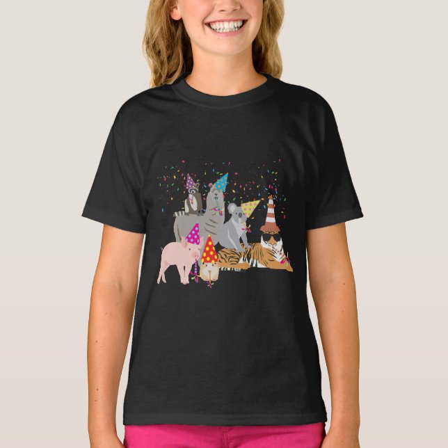 Partying von Tieren - Niedliche Tiere mit Party T-Shirt (Vorderseite)