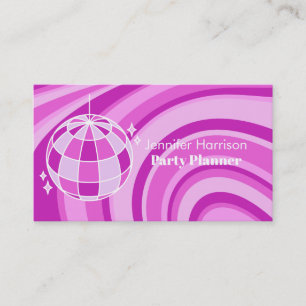 Partyplaner Retro Groovy Wave Disco Ball Lila Visitenkarte