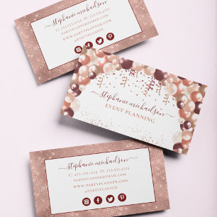 Partyplaner Rose Gold Glitterballon Visitenkarte