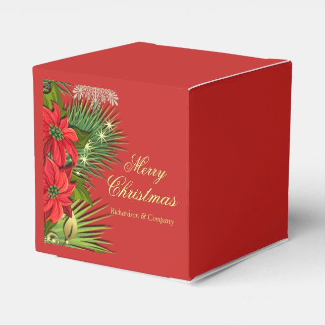 Partys Red Poinsettia Gefallen Box Geschenkschachtel (Rückseite)