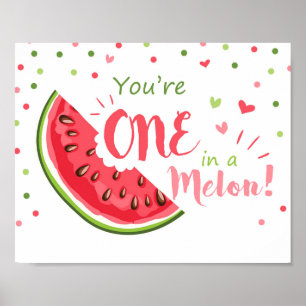 Partyschild Eins in einer Melone Geburtstagsdekora Poster