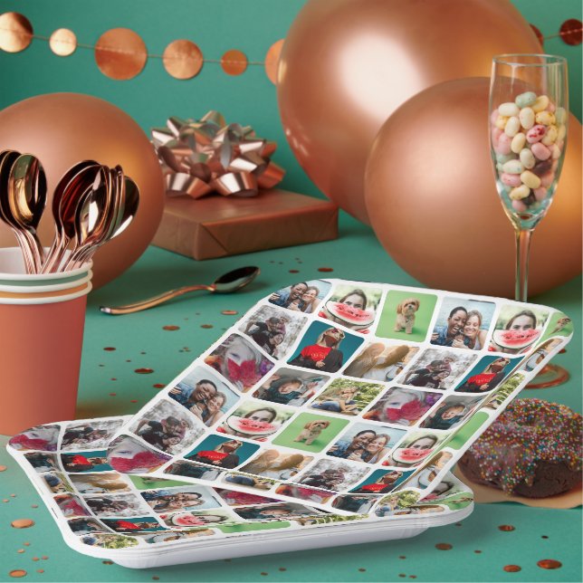 Partysouvenir-Fotocollage-Muster  Pappteller (Multi)