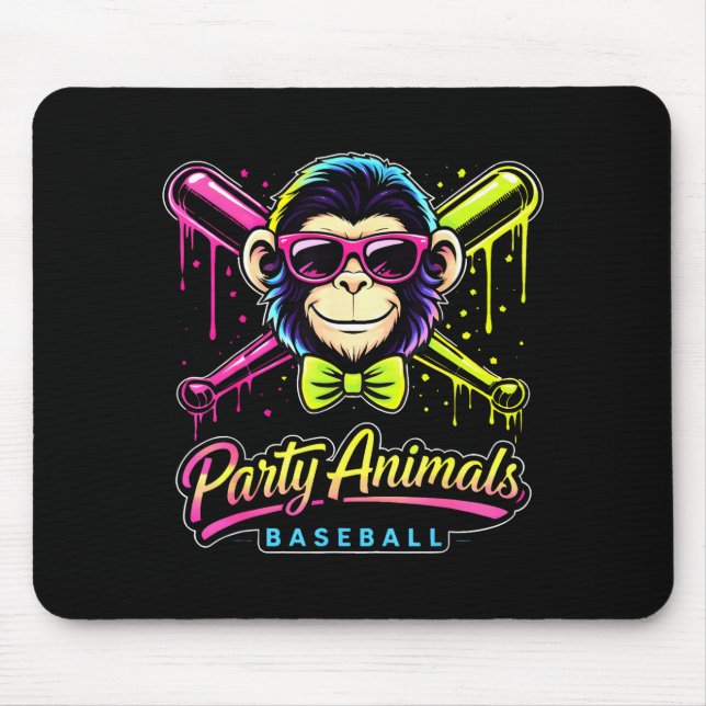 Partytier Baseball Affe Mousepad (Vorne)