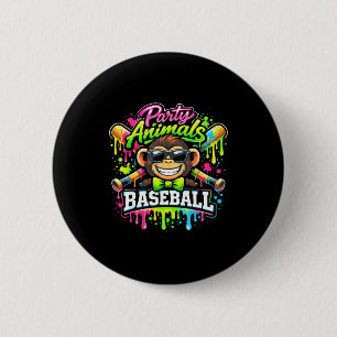 Partytier Baseball Eiscreme tropft lustiger Affe Button