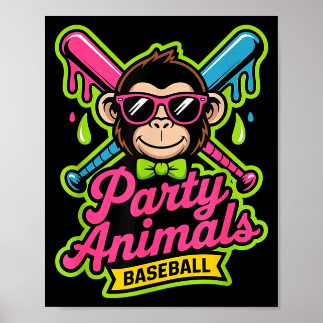 Partytier Baseball lustiger Affe lebendige Schleim Poster (Vorne)