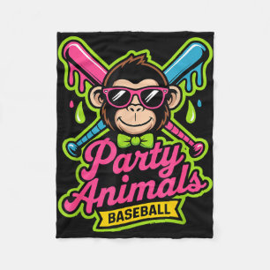 Partytier Baseball lustiger Affe lebendiger Schlei Fleecedecke