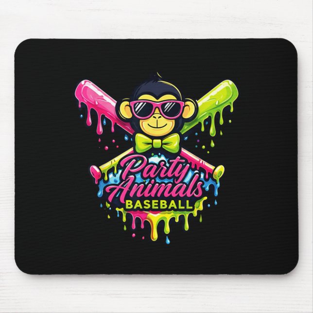 Partytier Baseball lustiger Affe  Mousepad (Vorne)