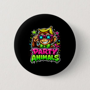 Partytier Baseball-Trikot lustiger Affe lebendig Button