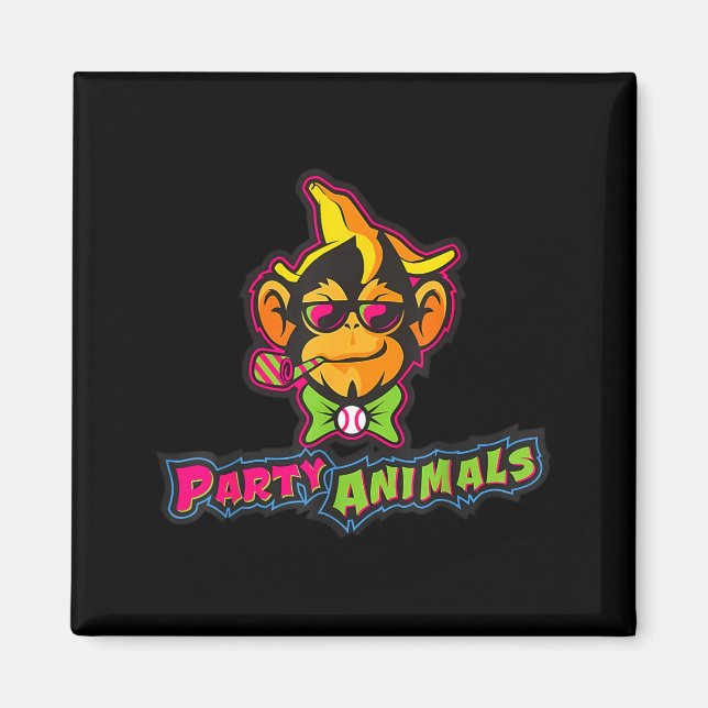 Partytier Baseballaffe  Magnet (Vorne)
