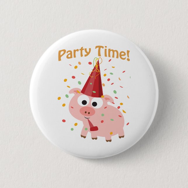Partytime Konfetti Schwein Button (Vorderseite)