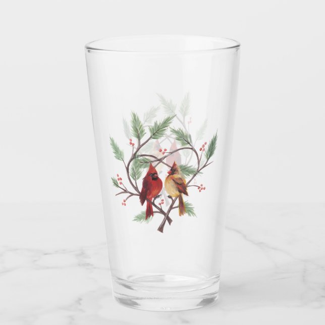 Paruline cardinale en verre de coeur (Devant)