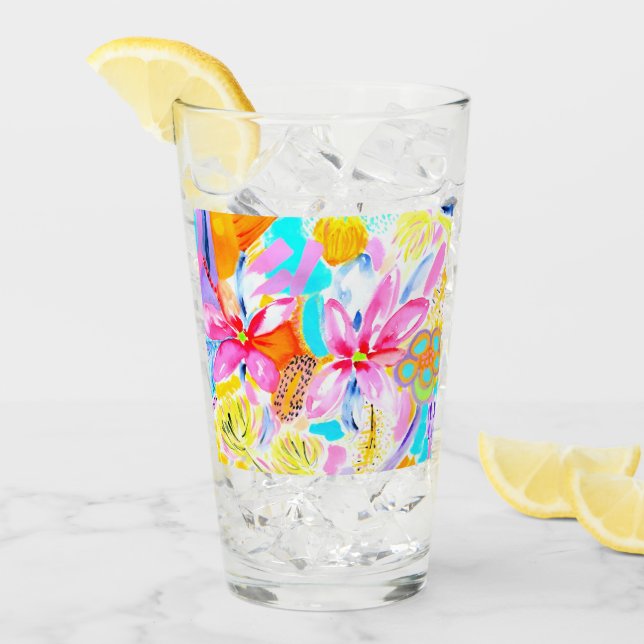 Paruline en verre de fleur tropicale (Devant glace)