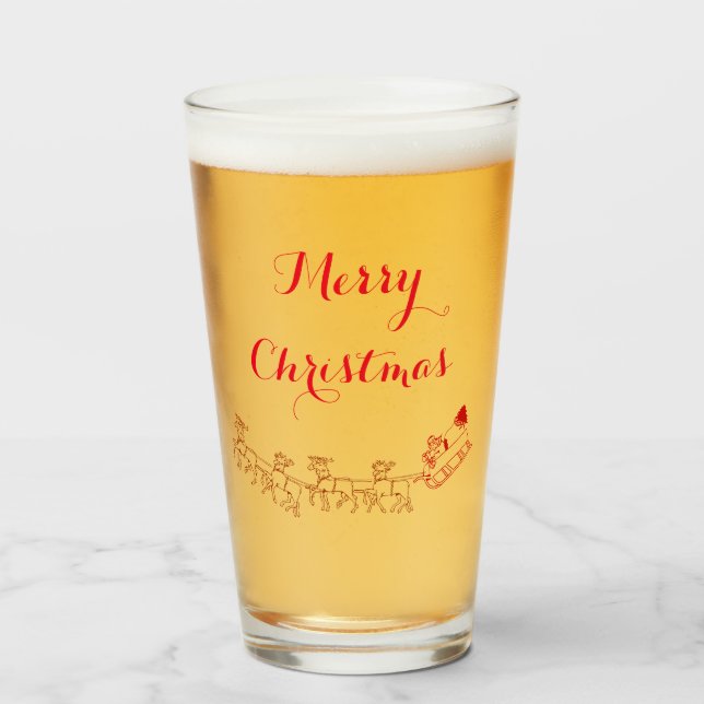 Paruline en verre - Santa Claus et Sleigh Salutati (Devant (rempli))