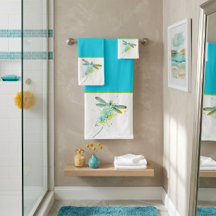 Parure de serviettes de bain Libellule sarcelle éc
