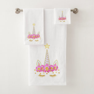 Parure de serviettes de bain Licorne, Fleurs et Co