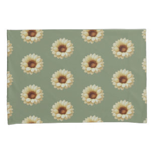 Parure de taie d'oreiller fleurie Tournesol Vert S