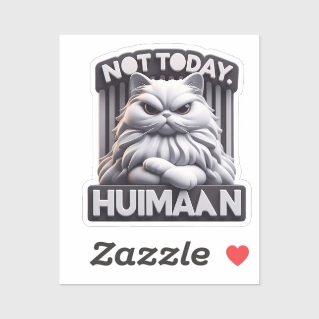 Pas aujourd'hui Huimaan Grumpy Chat Vinyl Sticker (Feuille)