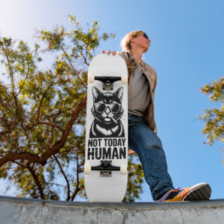 Pas aujourd'hui Humour de chat humain Skateboard