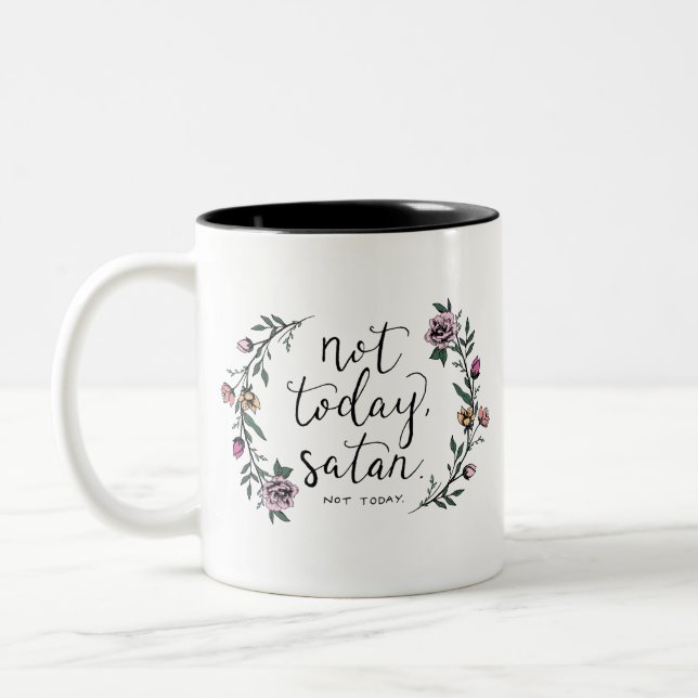 Pas aujourd'hui, tasse de café de Satan, tasse (Gauche)