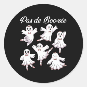 Pas De Boo-re Ballerina Funny Ghost Halloween Spoo Runder Aufkleber