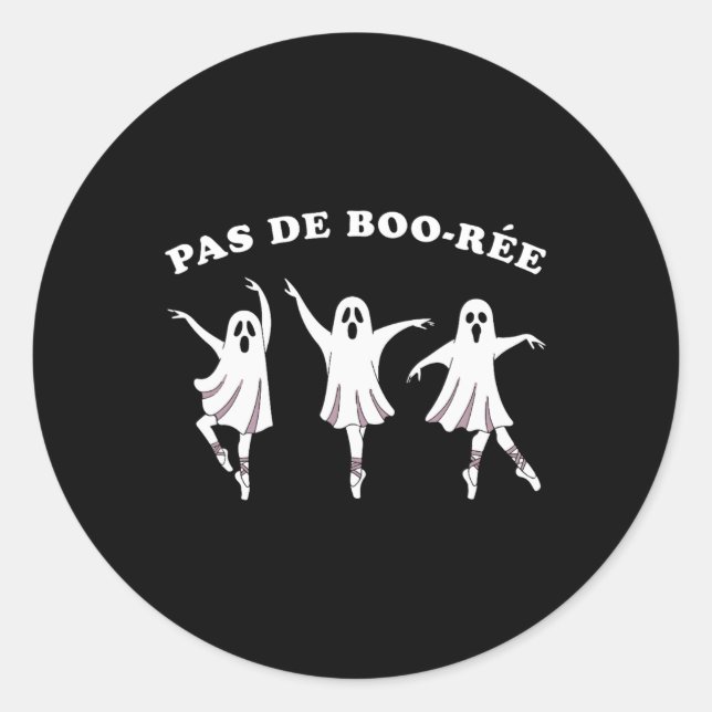 Pas de Boo Ree Ballet Halloween Ghost for Girls Runder Aufkleber (Vorderseite)