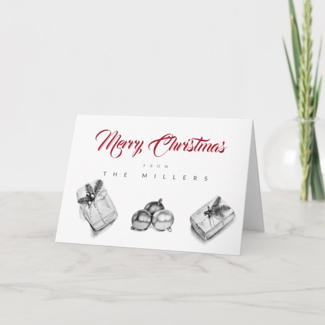 Pas de carte de Noël personnalisée B&W pliée (Devant)