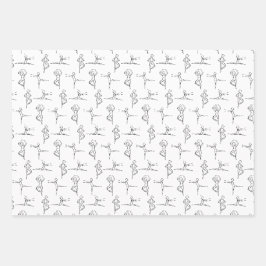 Pas de Doodle Ballerina Sketch Gift Wrap Geschenkpapier Set