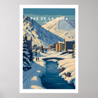 Pas de la Casa Pyrenäen Skigebiet Stadtansicht Dru Poster