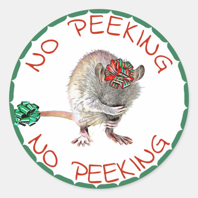 Pas de pékin, souris de Noël, étiquette cadeau (Devant)