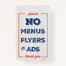 Pas de prospectus, Menus, Annonces Signaler Badge