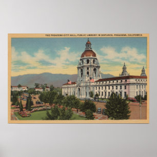 Pasadena, CA - Ansicht von Rathaus u. Poster