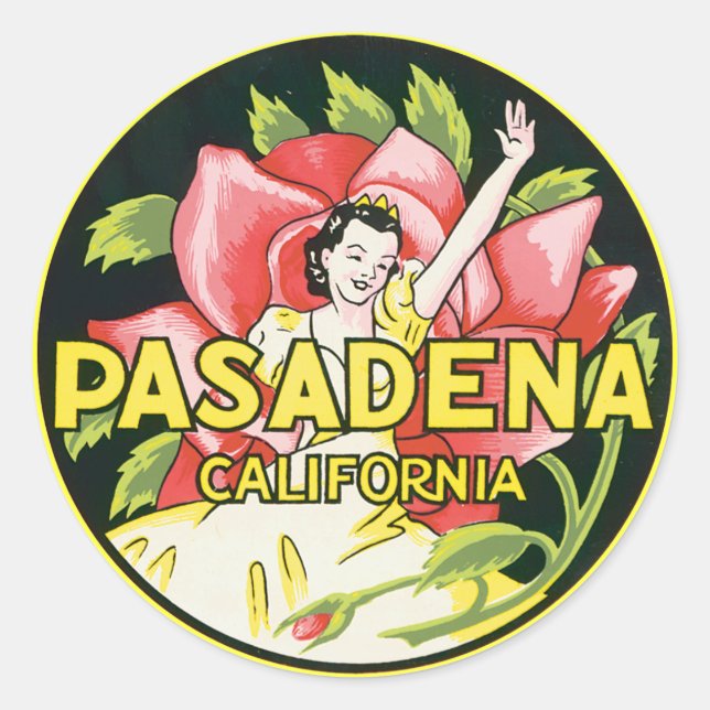Pasadena California Runder Aufkleber (Vorderseite)